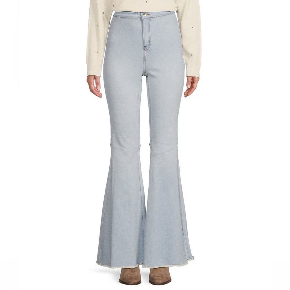 C&V High Rise Raw Edge Flare Jeans - Picture 2 of 4